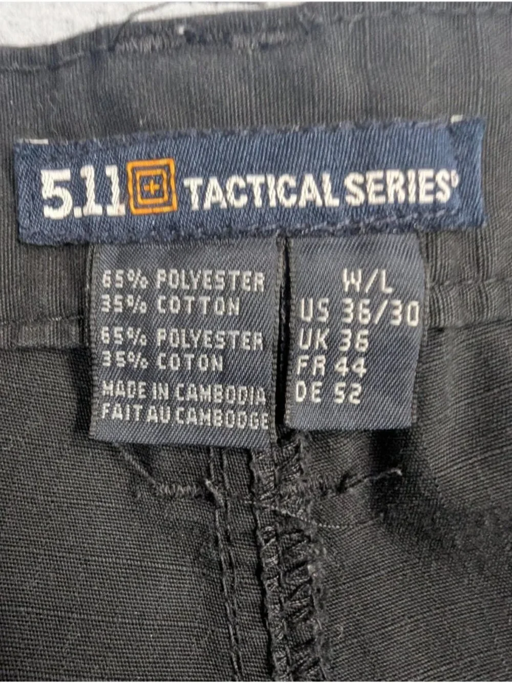 5.11 Tactical Series Pants Mens 36x30 Black Cargo Elastic Waist Workwear Outdoor